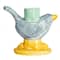 Hello Honey® 6" Yellow & Blue Chirpy Elegance Stoneware Taper Candle Holder